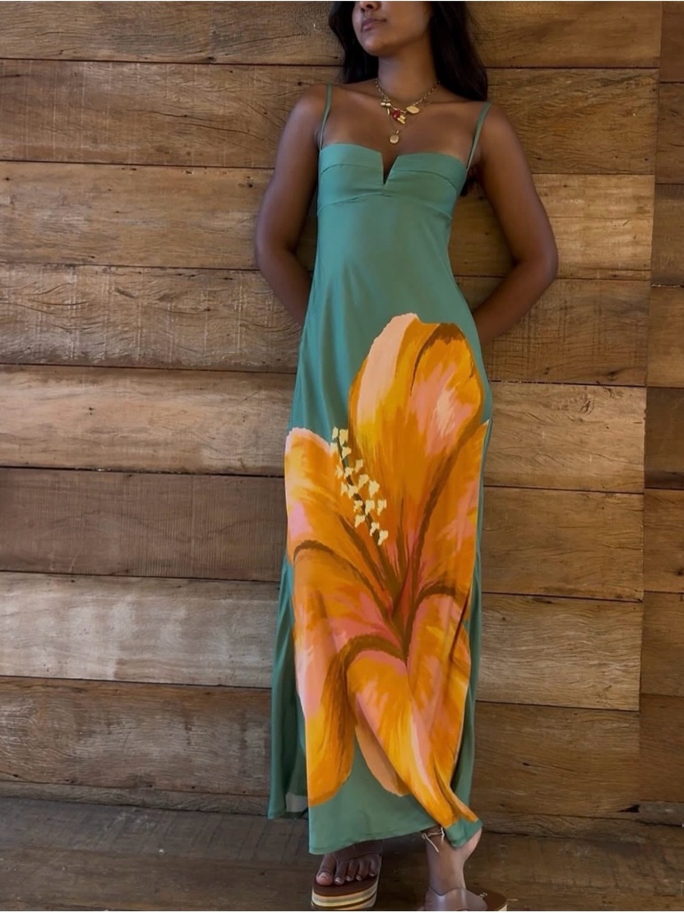 FARM Rio Green Thalia Long Dress Size XL - Picture 3 of 8